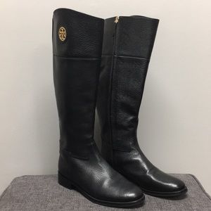 Tall Tory Burch black leather boots